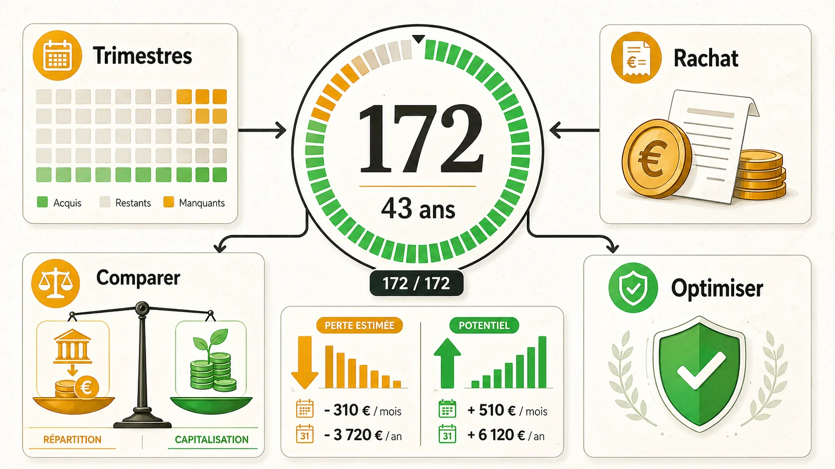 Un tableau de bord financier avec des leviers d'optimisation pour la retraite