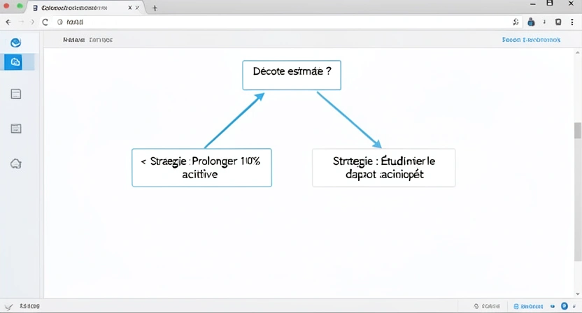 Diagramme de flux de décision : "Décote > 10% ?" -> "Oui : Travailler plus" / "Non : Partir plus tôt ?"