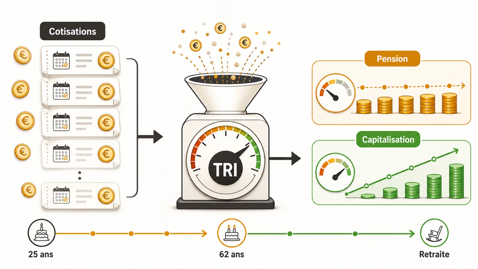 Capture d'écran du simulateur de retraite officiel de l'Assurance Retraite montrant l'interface de saisie des revenus et l'estimation de pension future