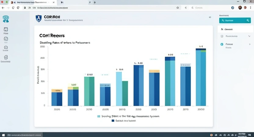 Graphique en barres extrait d'un rapport du COR montrant l'évolution du ratio actifs/retraités et du déficit de l'Assurance Vieillesse jusqu'en 2070