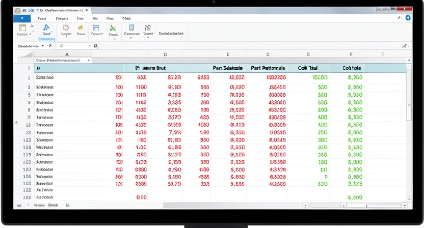 Capture d'écran d'un tableau de calcul Excel montrant le détail des cotisations salariales et patronales