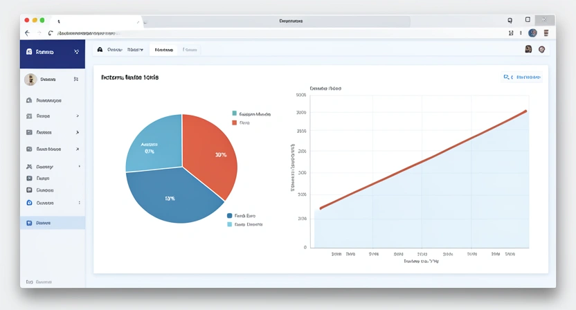 Capture d'écran d'une interface de gestion de portefeuille d'investissement type "Boursorama Banque" ou "Fortuneo", montrant la répartition d'un portefeuille entre actions, obligations et fonds euros, avec une courbe de performance ascendante sur 10 ans.