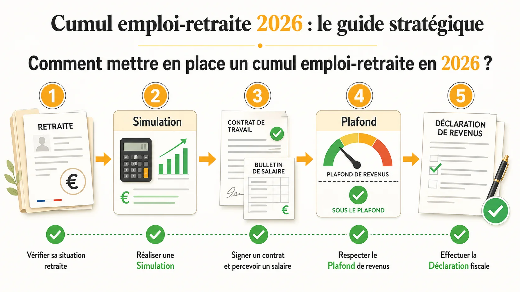 Checklist illustrée des étapes pour mettre en place un cumul