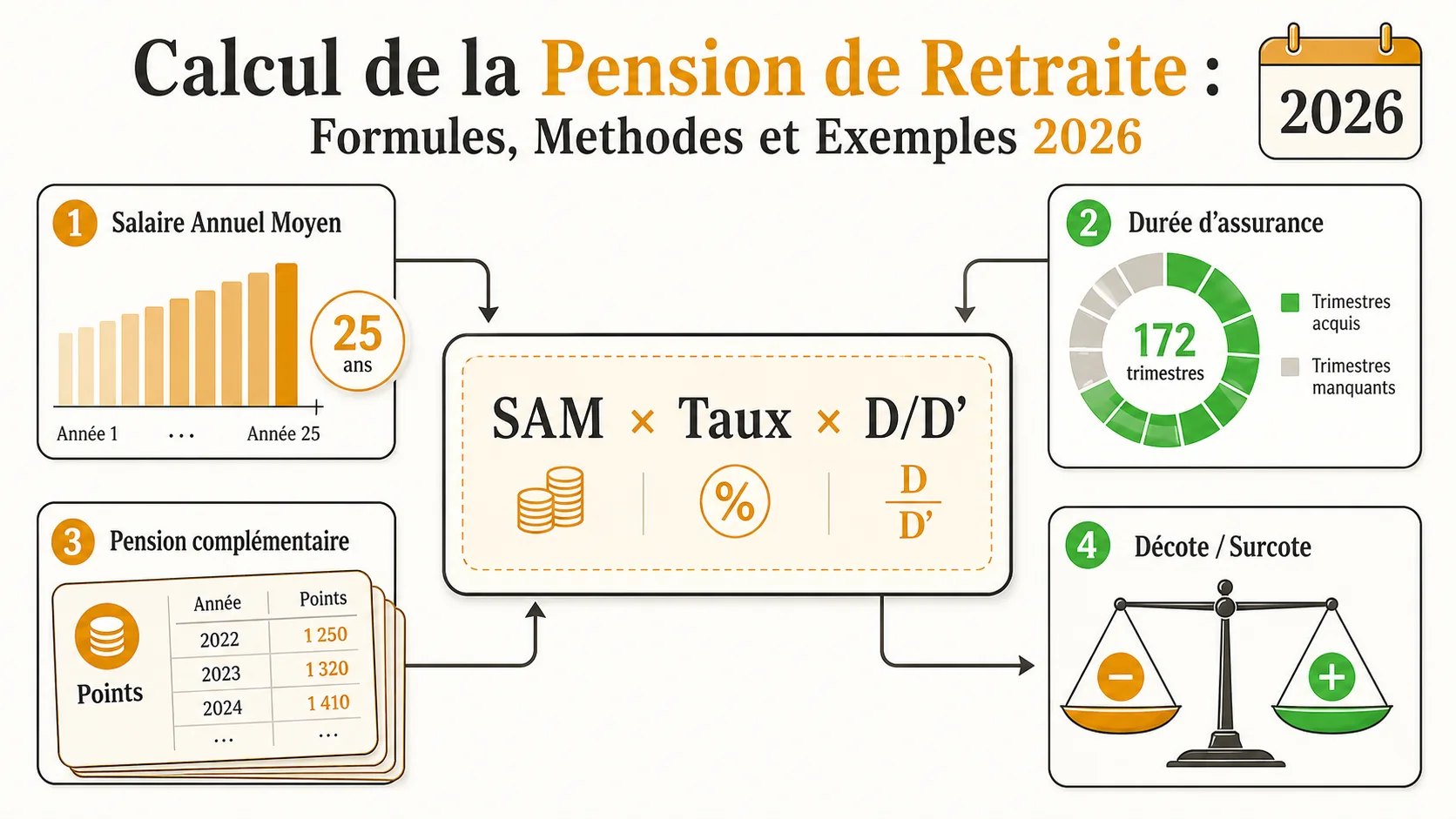 Calcul de la Pension de Retraite : Formules, Methodes et Exemples 2026