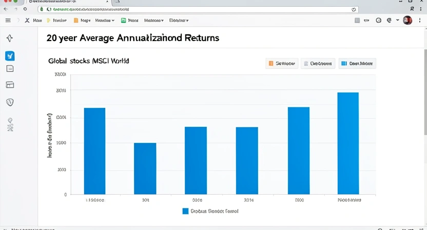 Graphique comparatif en barres montrant le rendement annualisé moyen sur 20 ans d'un portefeuille actions mondiales (MSCI World) à ~7%, d'un PER diversifié à ~5%, et de l'acquisition de points SSI/CNAVPL à ~1%, avec l'inflation à 2% en ligne pointillée.