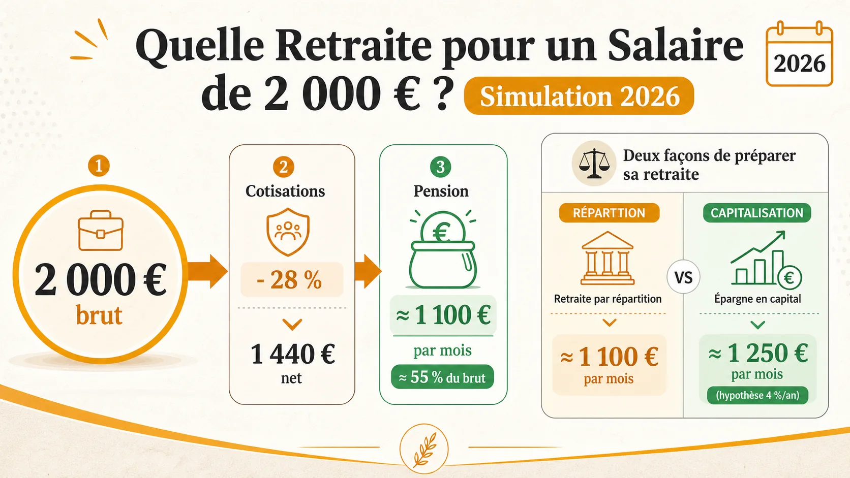 Quelle Retraite pour un Salaire de 2 000 € ? Simulation 2026