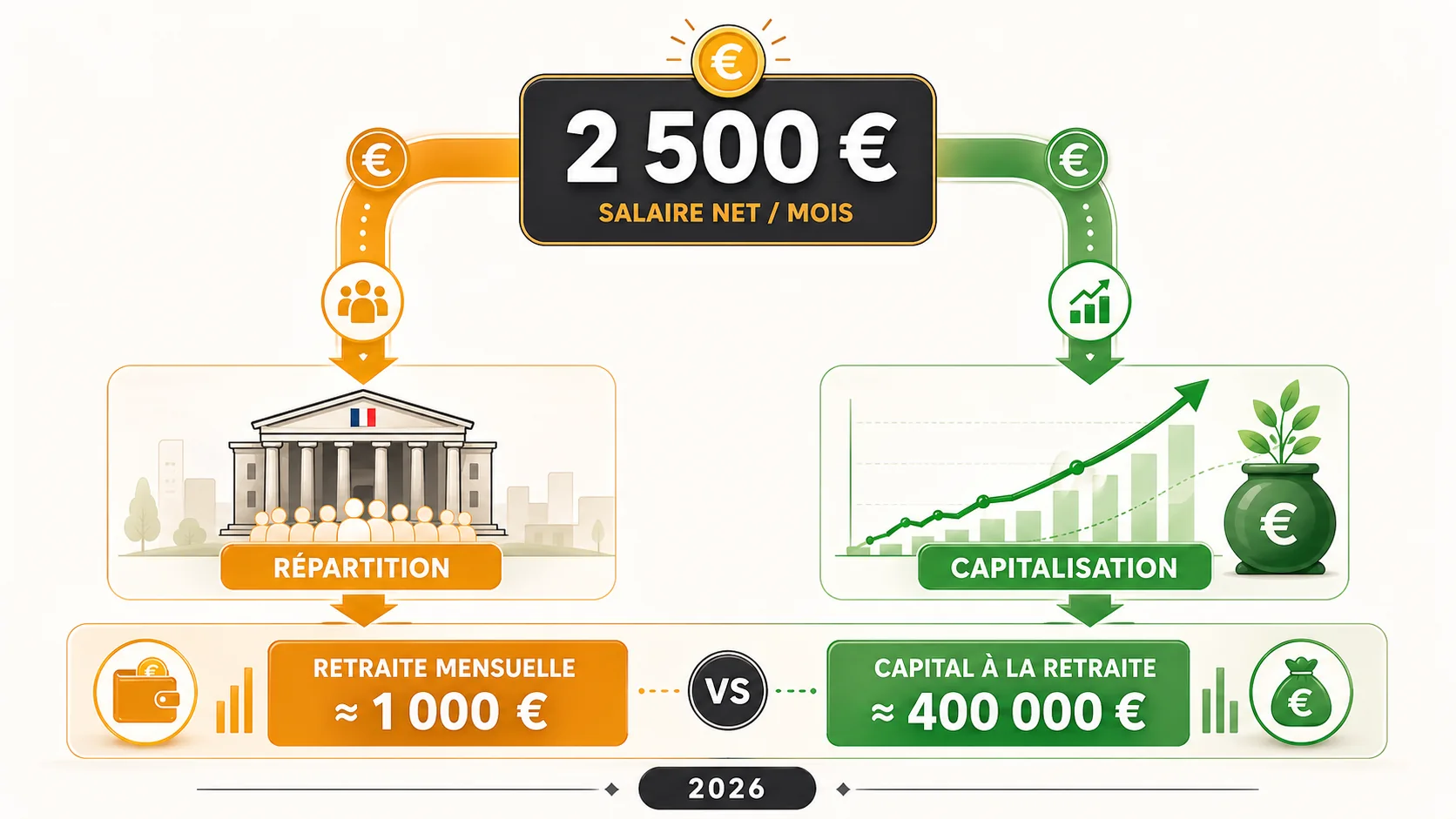 Quelle retraite pour un salaire de 2 500 € ? Simulation complète 2026