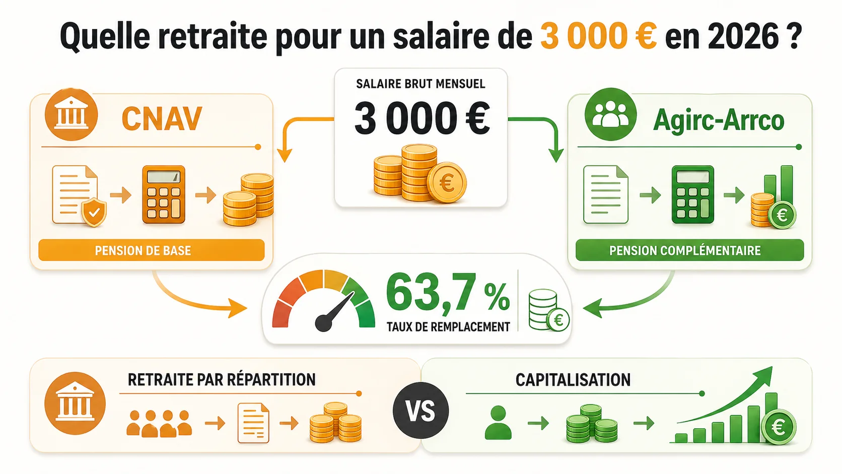 Quelle retraite pour un salaire de 3 000 € en 2026 ?