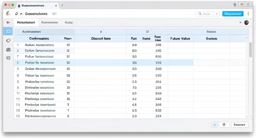 Capture d'écran réaliste d'un tableur Excel montrant des colonnes de cotisations, un taux d'actualisation et une valeur future de pension.