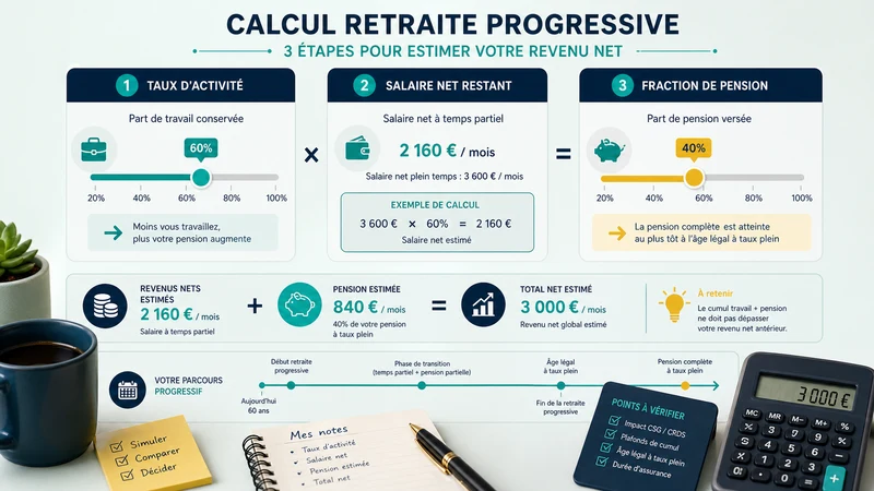 Retraite Progressive à 60 Ans : Demande, Calcul Net et Pièges 2026 carte de decision