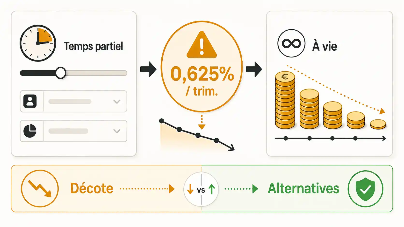 Capture d'écran du simulateur officiel de l'Assurance Retraite montrant l'interface de calcul pour une demande de retraite progressive, avec des champs pour le taux de temps partiel et l'âge de départ
