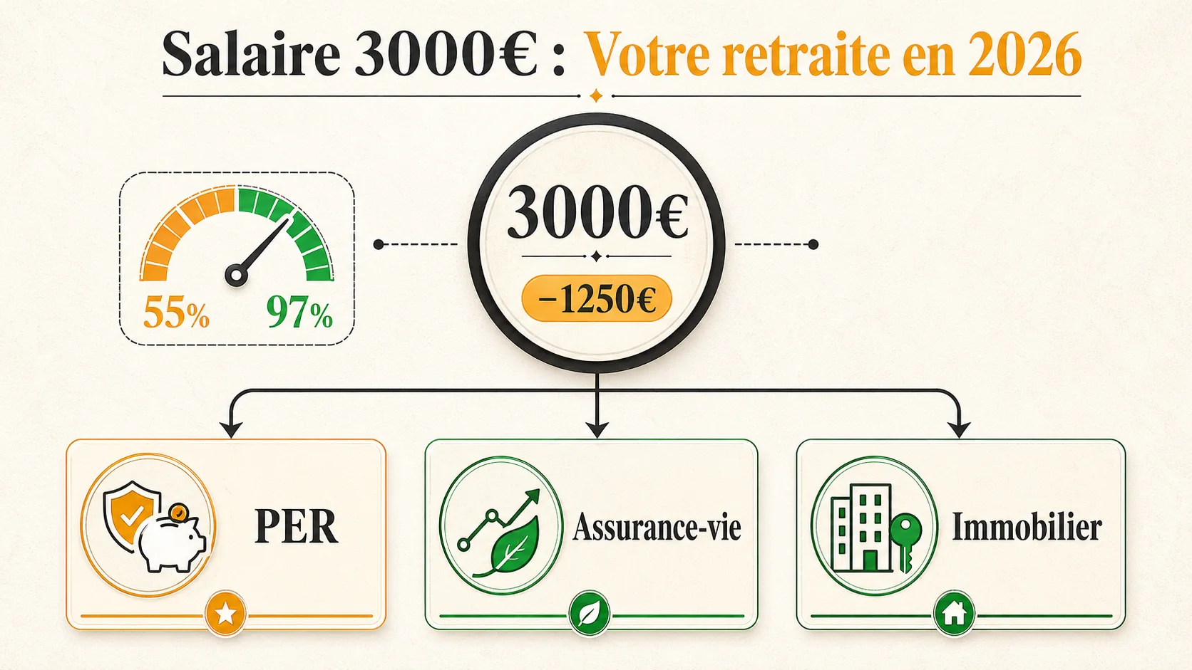 Diagramme d'un arbre de décision montrant "PER", "Assurance-vie", "Immobilier locatif" comme branches