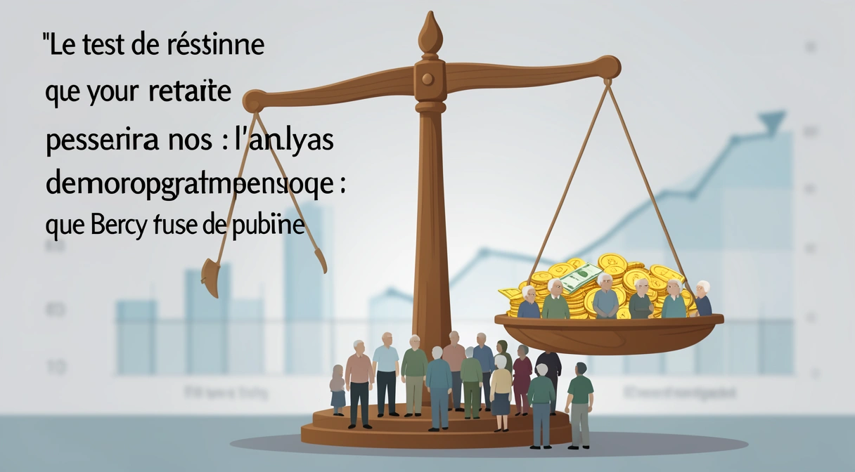Illustration d'une balance déséquilibrée avec des pièces d'un côté et des silhouettes de retraités de l'autre